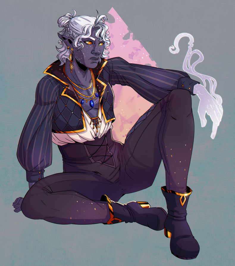 A cellshaded fullbody gift for @eerivee featuring their character, Ariste. A commission like this would currently cost 125€.