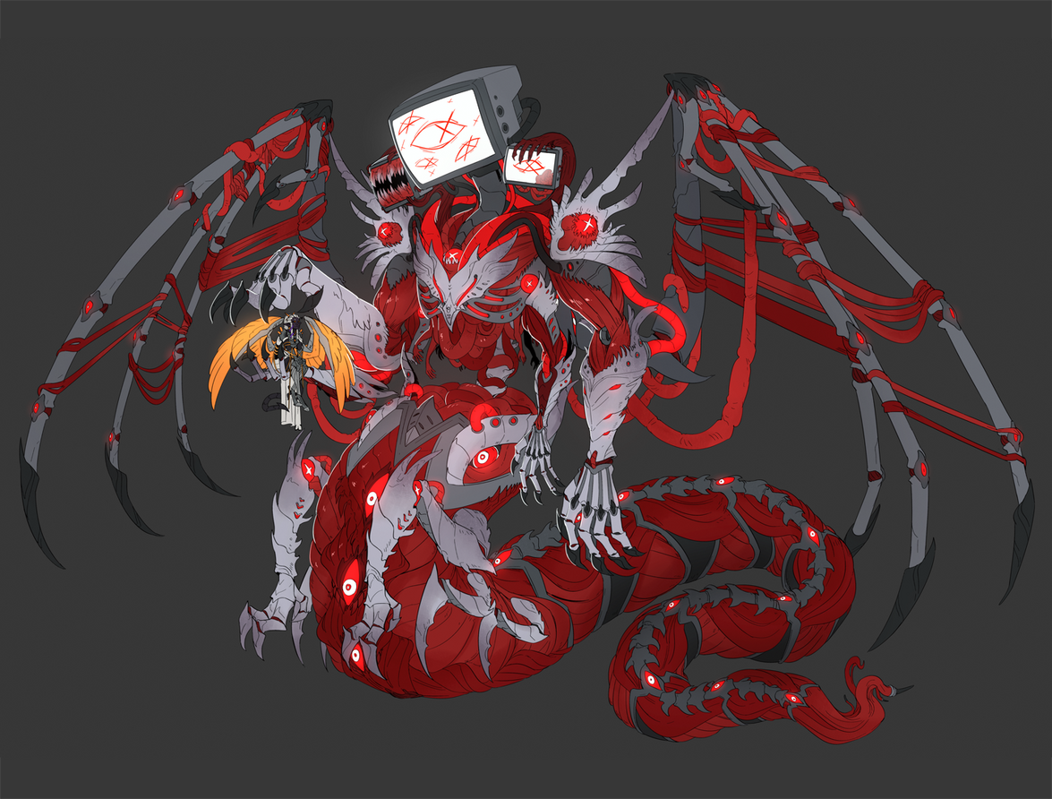 A flatcolored fullbody of my character, Ataraxia. A commission like this would currently cost 225€. (The extra character isn&#39;t fully priced because of the simplified design. The additional price is for the major complexity of a mechanical character.)