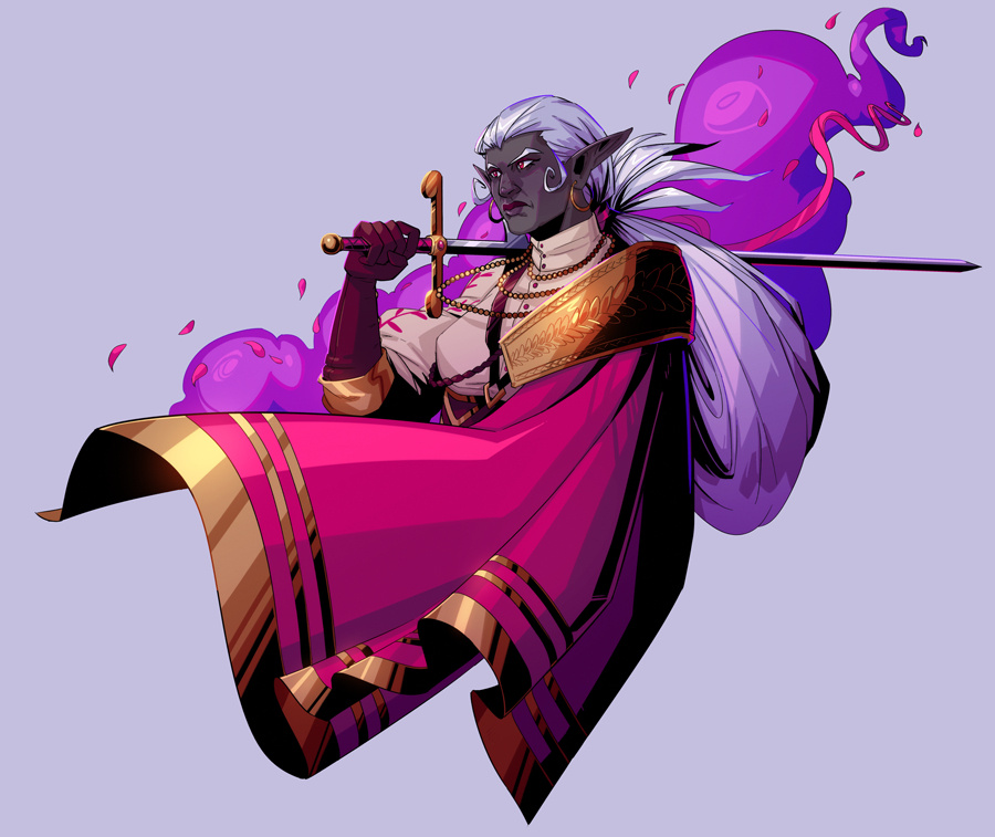 A cellshaded halfbody gift for @chitabs featuring their character, Ivoir. A commission like this would currently cost 100€.