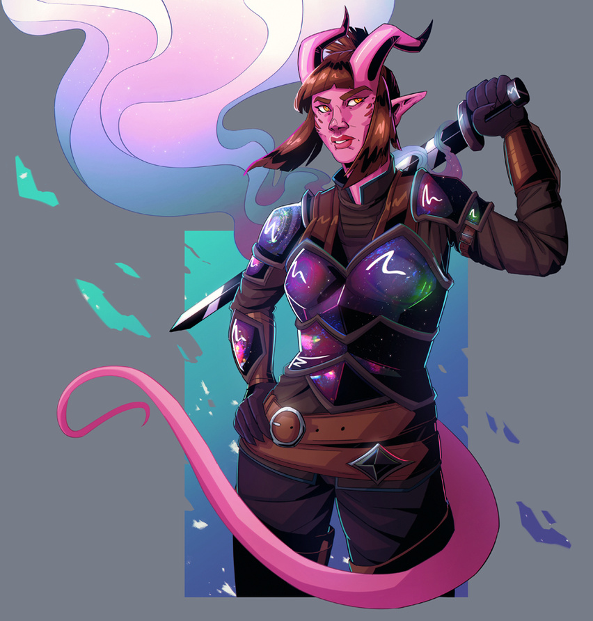 A cellshaded halfbody gift for @sofiynix featuring their character, Mi&#39;Yah. A commission like this would currently cost 100€.