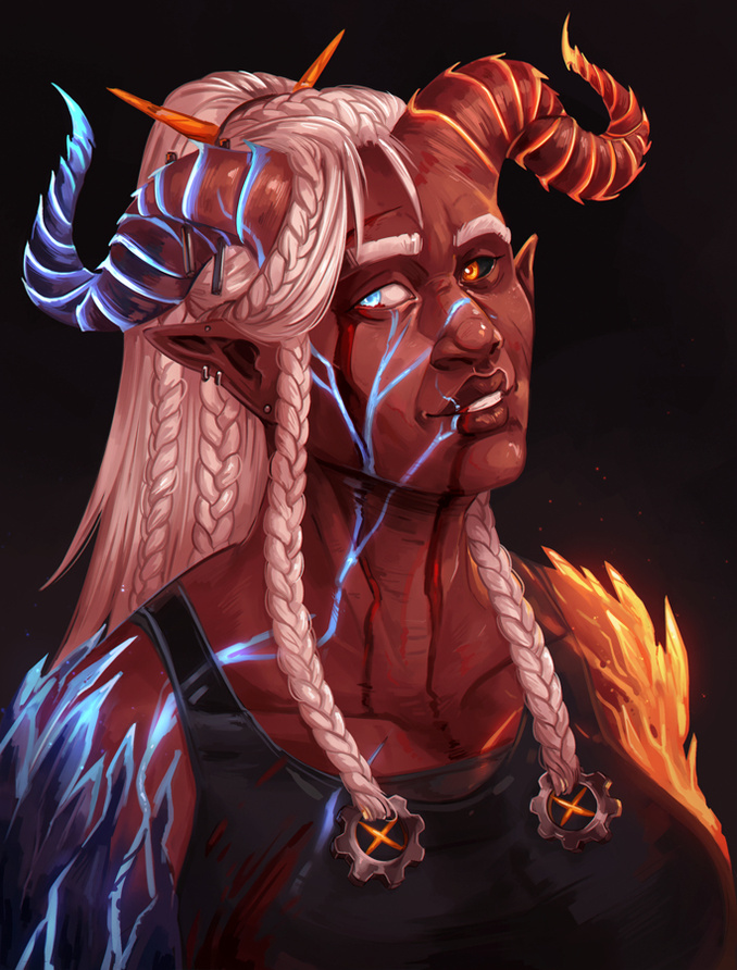 A painted portrait of my character, Yxala. A commission like this would currently cost 80€.