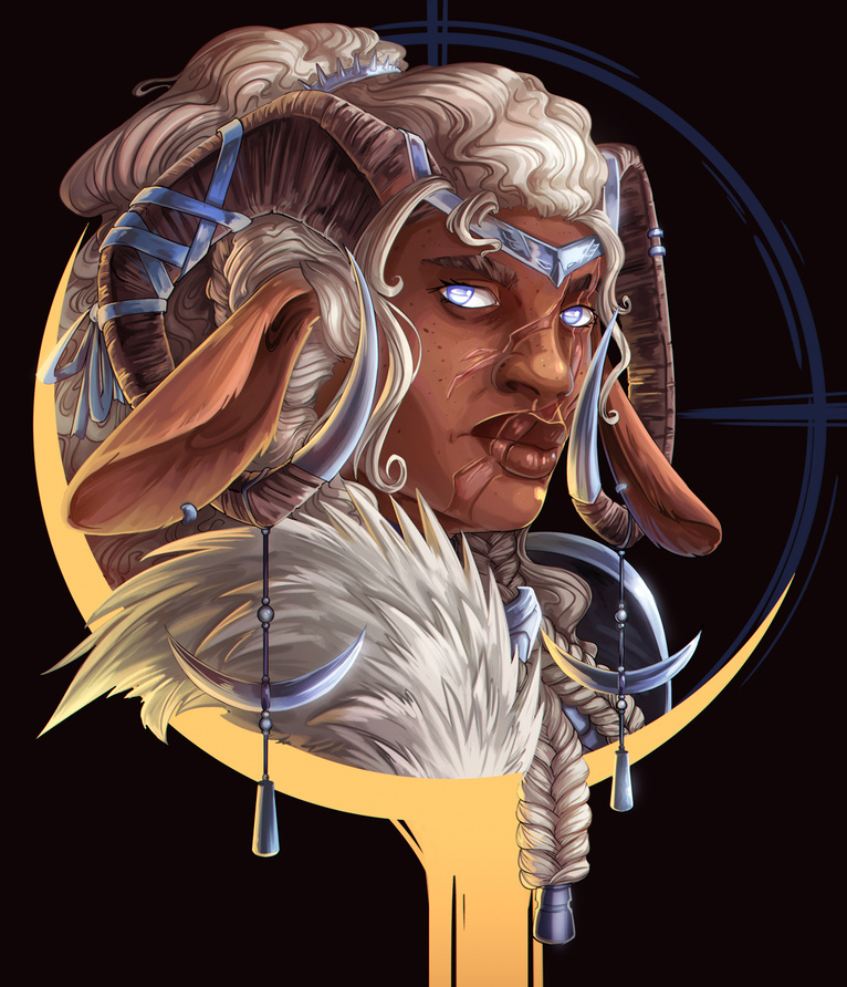 A painted portrait gift to @zephyrbug featuring their character, Yew. A commission like this would currently cost 80€.