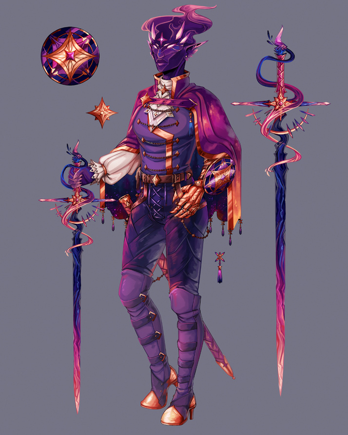 A painted fullbody adopt adquired by @enkairo_designs. It would currently cost 160€ (base price + the extra items)